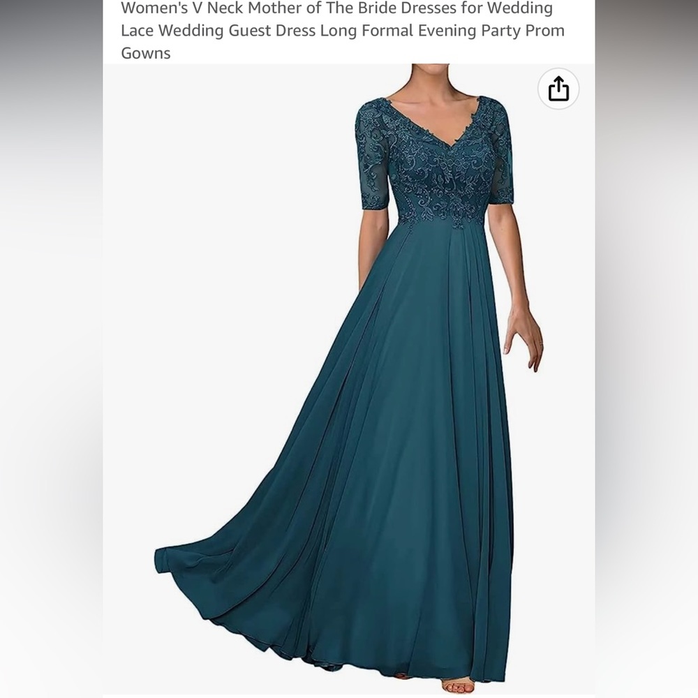 Women’s Teal V-Neck Dress, Size 8